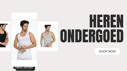 Set Heren Ondergoed - Witte Onderhemd en Zwarte Boxershort - Maat L - 6 Stuks